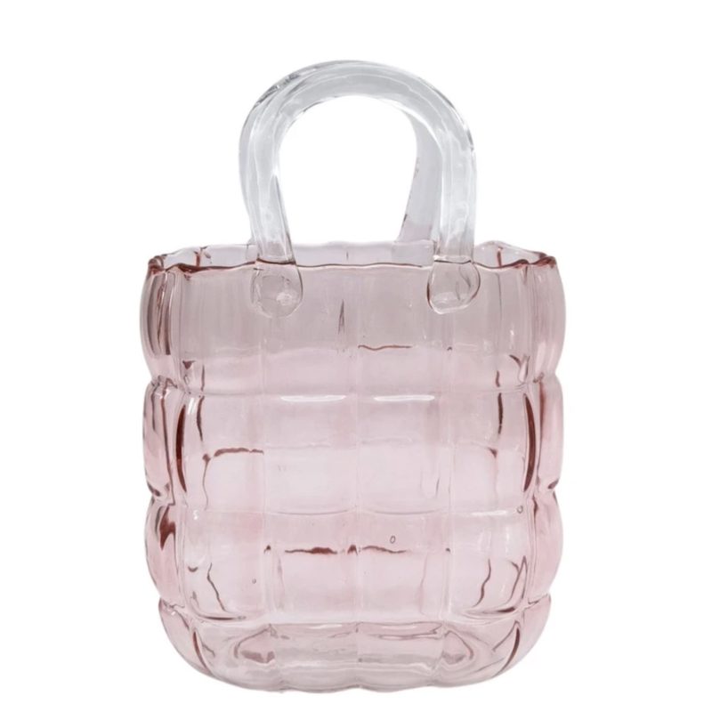 Handbag Glass Vase Pink