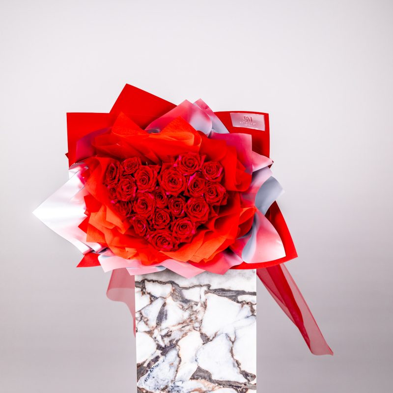 Valentine's Day Flowers - 19 Red Panther Heart Shape Rose Bouquet