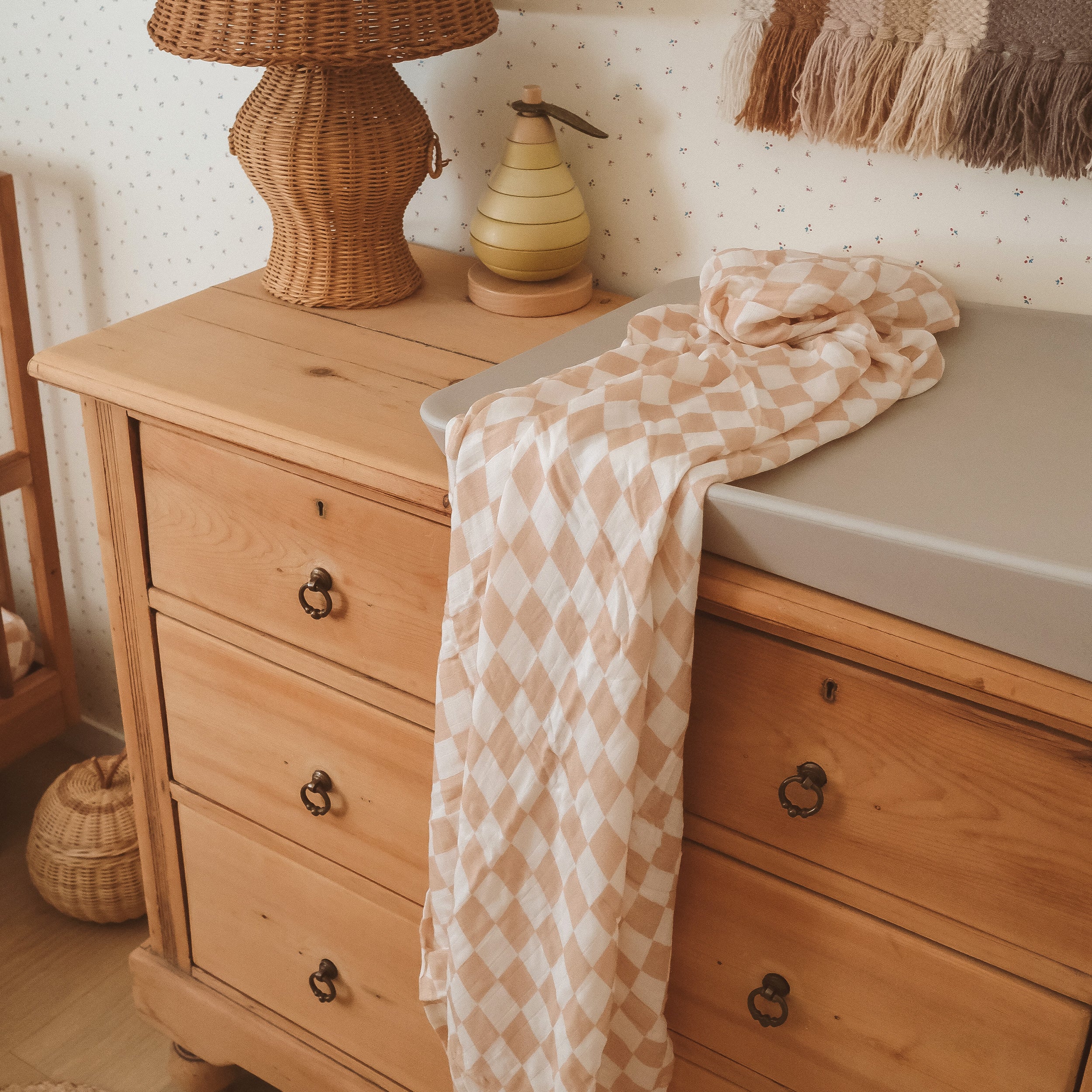 Fox & Fallow Caramel Check Organic Wrap Swaddle - Image 3