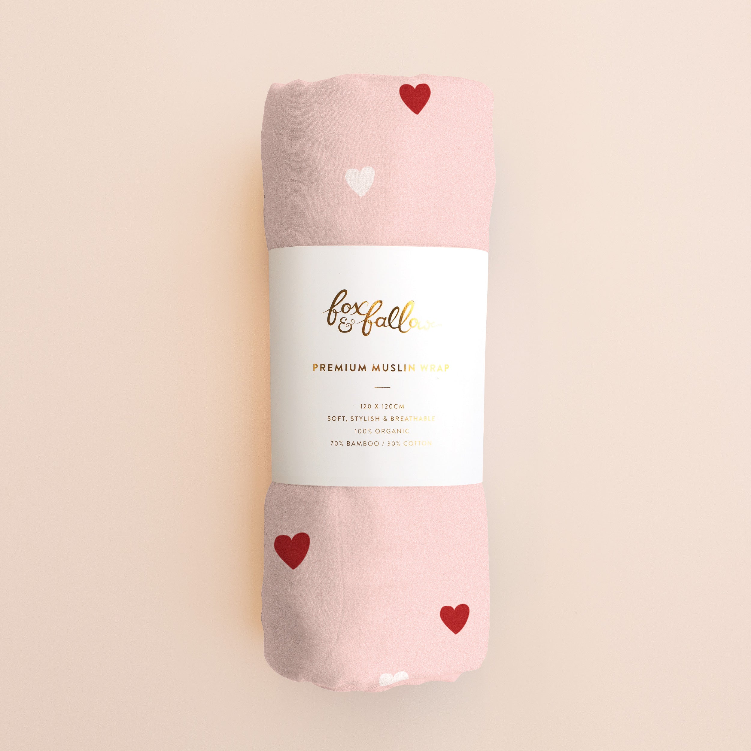 Fox & Fallow Little Hearts Muslin Wrap Swaddle